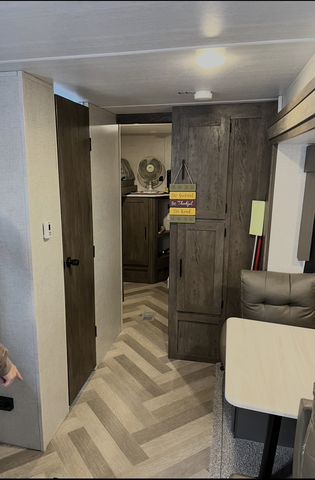 View of inside trailer living space.