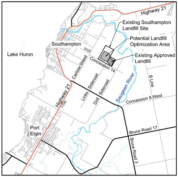 Map of existing and potential Landfill area