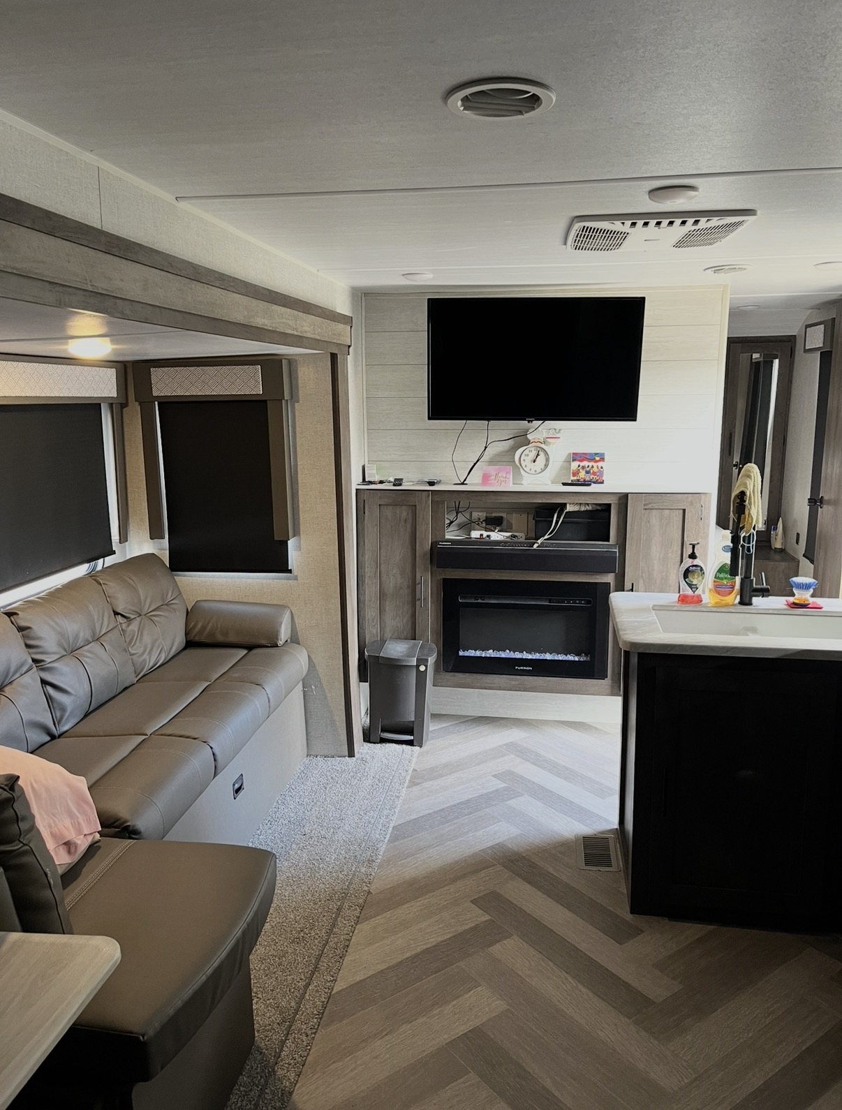 Inside view of the trailer living room.